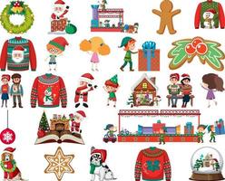 Christmas characters and elements set vector