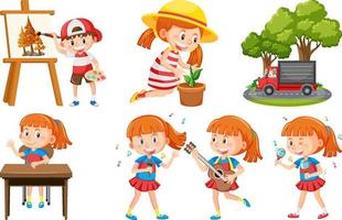 Set of children doing different activities vector