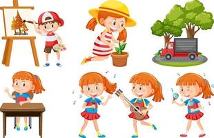 Set of children doing different activities vector