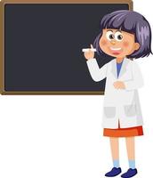 Cute scientist cartoon character with blank blackboard vector