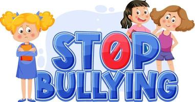 Stop Bullying text with cartoon character vector