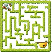 Maze game template in honeybee theme for kids vector