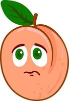 Cute apricot is unhappy, illustration, vector on white background.