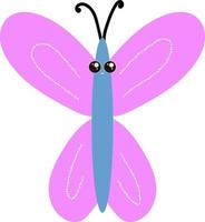 Cute pink butterfly, illustration, vector on white background.