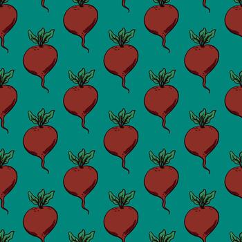 Beets pattern, seamless pattern on blue background. vector