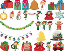 Christmas characters and elements set vector