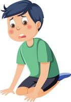 A boy sitting with sad expression vector