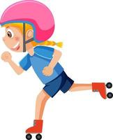 A girl roller skate on white background vector