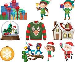 Christmas characters and elements set vector