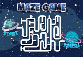 Maze game template in space theme for kids vector