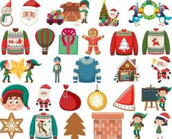 Christmas characters and elements set vector