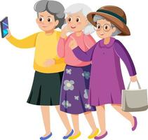 Group of three elderly women shopping vector