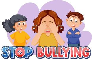 Stop Bullying text with cartoon character vector