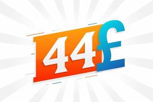 44 Pound Currency vector text symbol. 44 British Pound Money stock vector