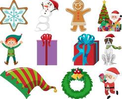 Christmas characters and elements set vector