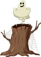 A scary tree stump on white background vector