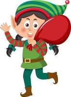 Christmas elf girl cartoon character vector