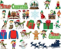 Christmas characters and elements set vector