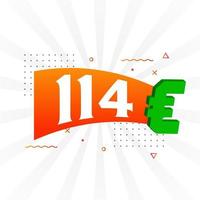 Símbolo de texto vectorial de moneda de 114 euros. 114 euros vector de stock de dinero de la unión europea