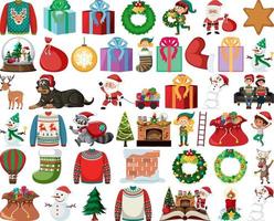 Christmas characters and elements set vector