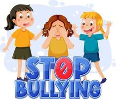 Stop Bullying text with cartoon character vector