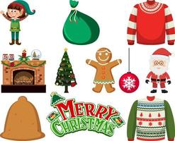 Christmas characters and elements set vector