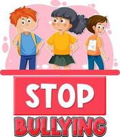 Stop Bullying text with cartoon character vector