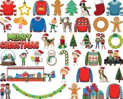 Christmas characters and elements set vector