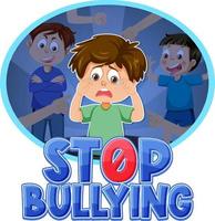 Stop Bullying text with cartoon character vector