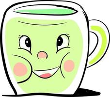 Fat green mug, illustration, vector on white background.