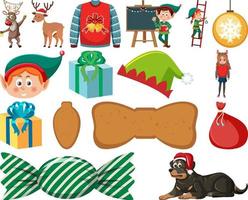 Christmas characters and elements set vector