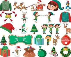 Christmas characters and elements set vector