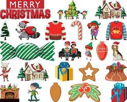 Christmas characters and elements set vector