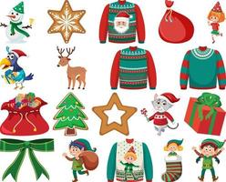 Christmas characters and elements set vector