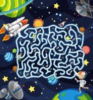 Maze game template in space theme for kids vector