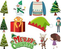 Christmas characters and elements set vector