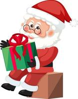Santa Claus holding present box vector
