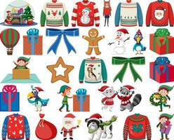 Christmas characters and elements set vector