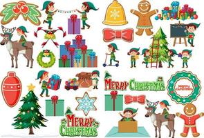 Christmas characters and elements set vector