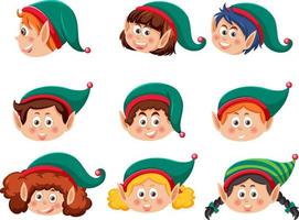 Christmas elves cartoon characters set vector