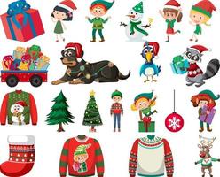 Christmas characters and elements set vector