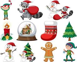 conjunto de elementos y personajes navideños vector