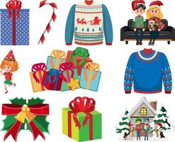 Christmas characters and elements set vector