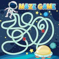 Maze game template in space theme for kids vector