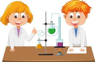 Student experiment using science equipments vector