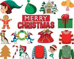 Christmas characters and elements set vector