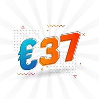 37 Euro Currency vector text symbol. 37 Euro European Union Money stock vector