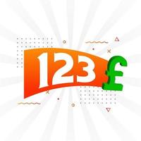 123 Pound Currency vector text symbol. 123 British Pound Money stock vector