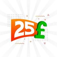 25 Pound Currency vector text symbol. 25 British Pound Money stock vector