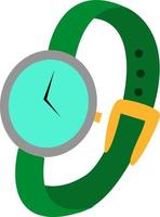 Green watch, illustration, vector on white background.